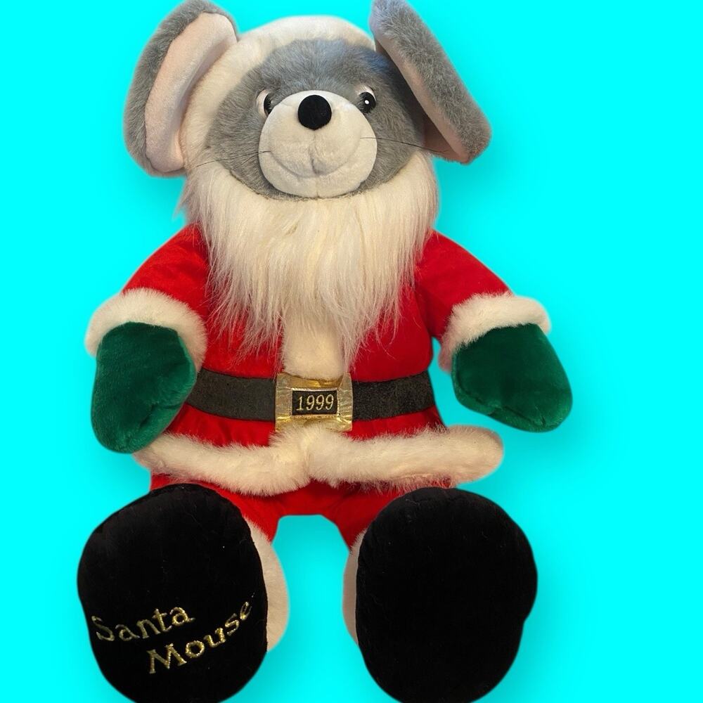 Vtg J C Penny Large Santa Mouse 1999 27” Red Santa Suit Green Gloves Black Belt